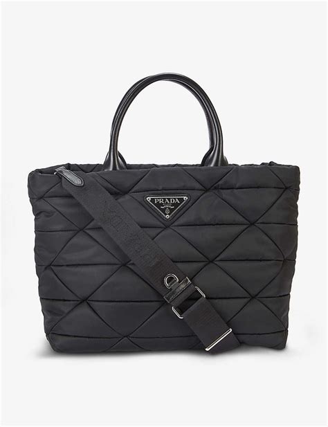 prada re-nylon logo-plaque tote bag|Prada nylon shoulder bag price.